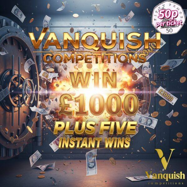 £1000 end prize with 5 x £200 cash instants wins for just 50p