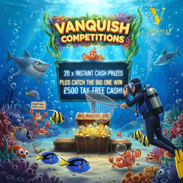 Something fishy going on at Vanquish, £500 end prize, plus 20 instant wins