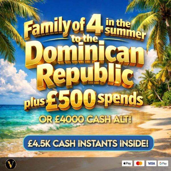 FAMILY OF 4 TO THE DOMININCAN REPUBLIC PLUS CASH INSTANTS
