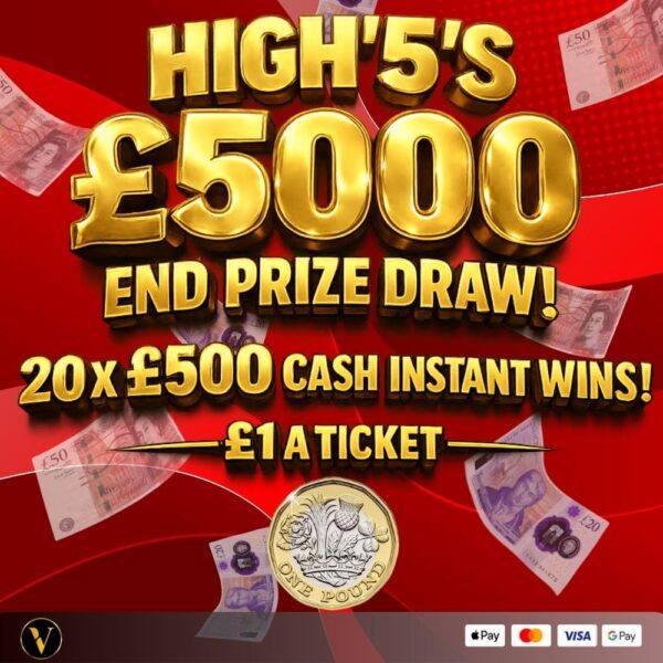 £5000 MAIN PRIZE PLUS 20 X £500 CASH INSTANT WINS