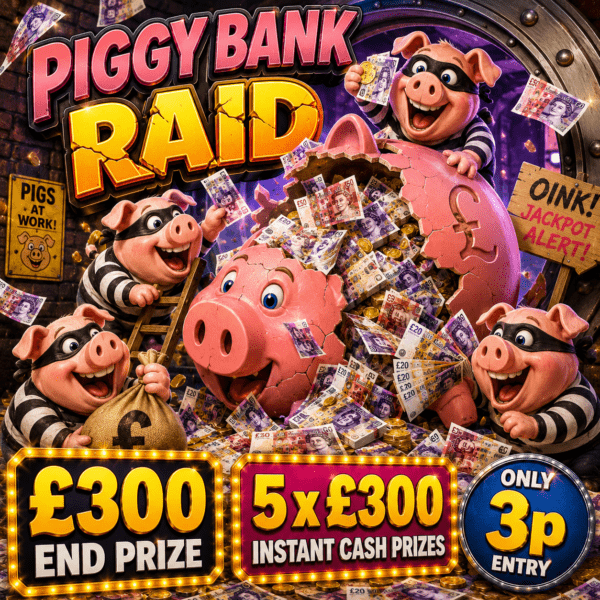 PIGGY BANK RAID £300 END PLUS 5 X £300 ONLY 3P